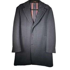 Etro Milano Long Lined Wool Blazer Coat Size 52 Blue